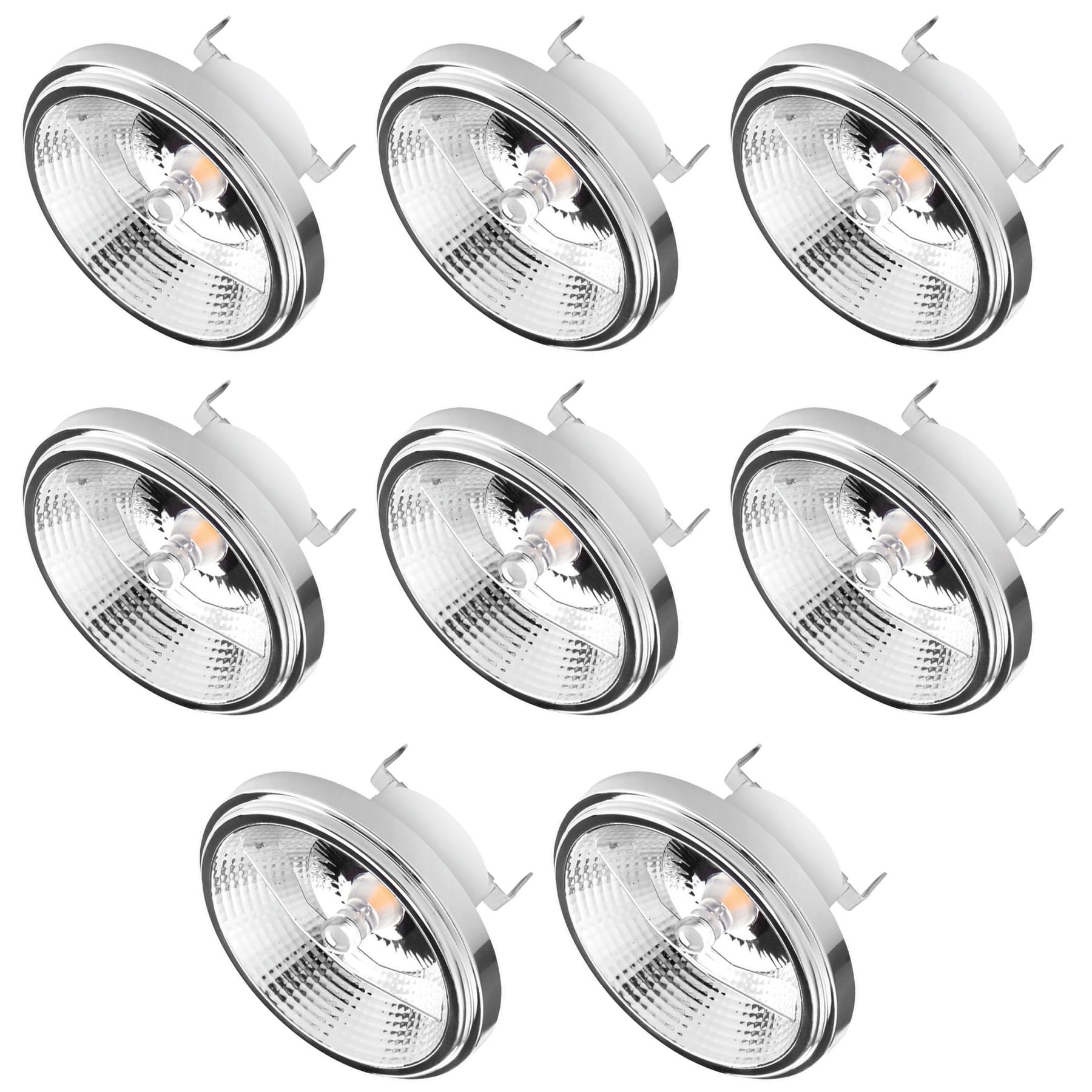 Lot de 8 ampoules LED AR111 G53 avec réflecteur 15 W 1500 lumens (équivalent 120 W) Angle de faisceau 45°, 12 V AC/DC basse tension, non variable