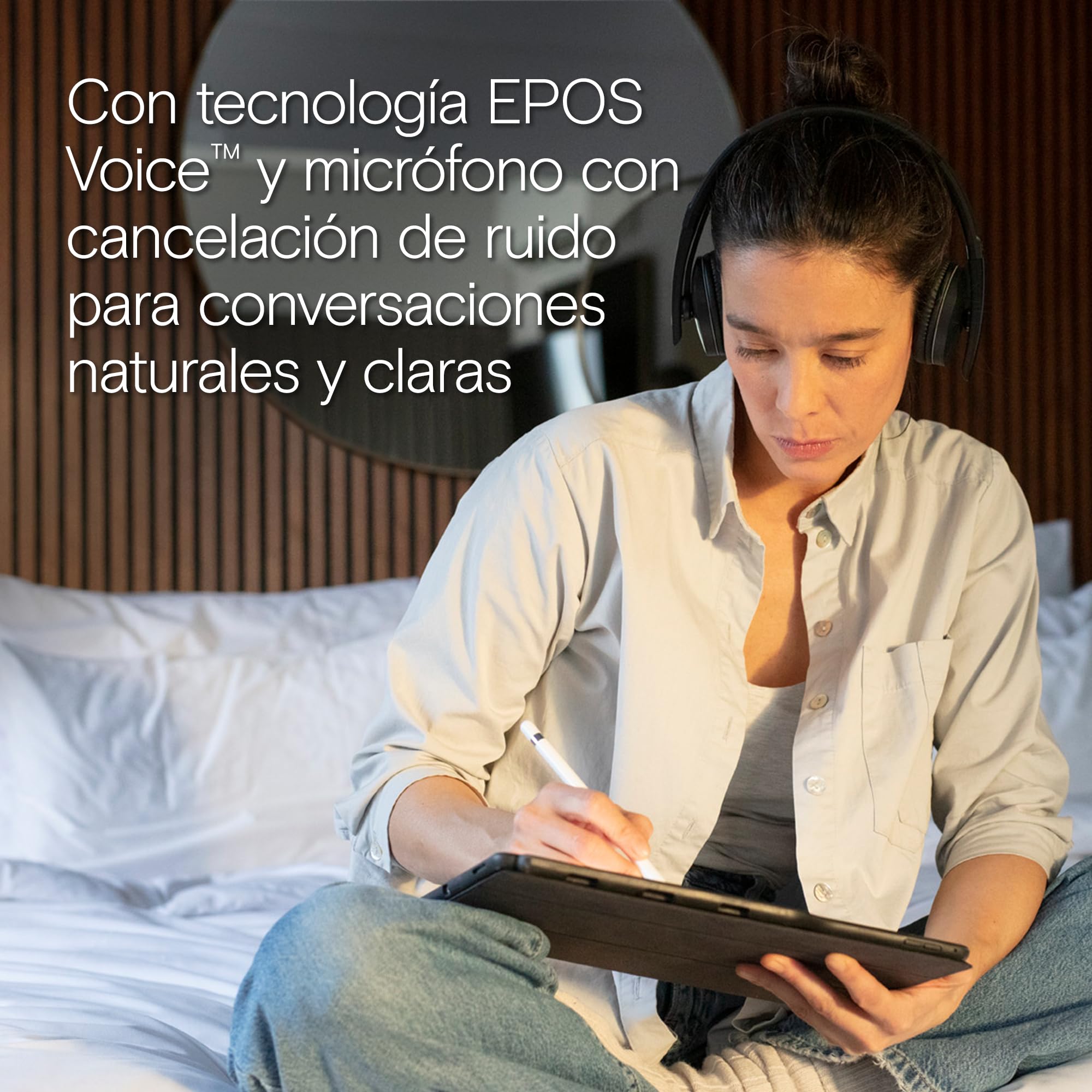 Auriculares con micrófono EPOS SENNHEISER C20 | Auriculares inalámbricos con batería de hasta 27 Horas y tecnología EPOS BrainAdapt™