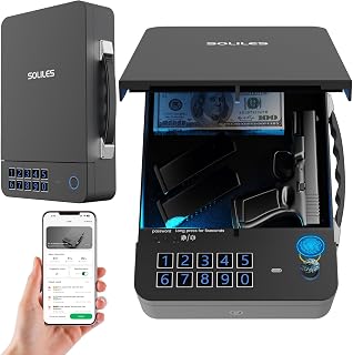 Biometric Gun Safe - 4-Way Unlock (APP/Fingerprint/PIN/Key) - 2000mAh Rechargeable - 100 Fingerprint Memory - Patented Lock Core - Silent Operation