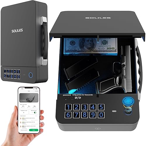 Biometric Gun Safe - 4-Way Unlock (APP/Fingerprint/PIN/Key) - 2000mAh Rechargeable - 100 Fingerprint Memory - Patented Lock Core - Silent Operation