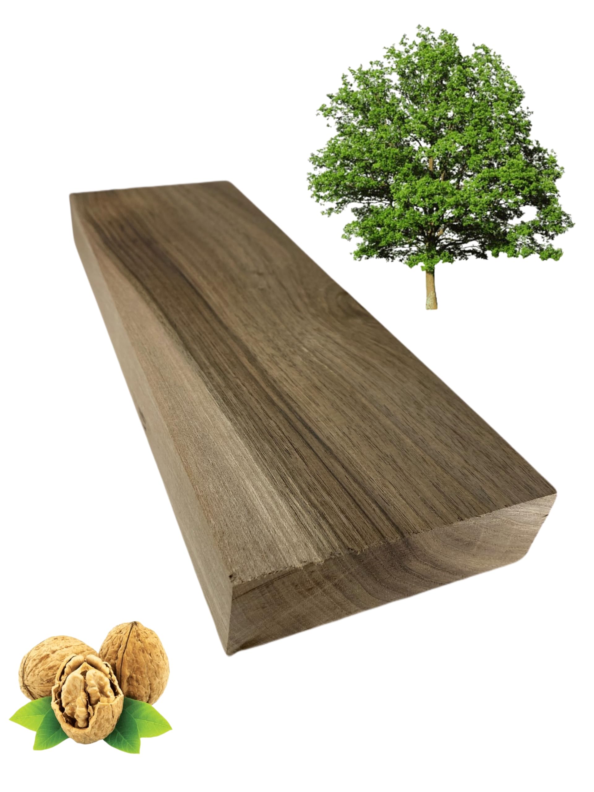 Bastone Di Noce Piallato 4 Lati - Legno Naturale Per Fai Da Te, 30x100x300 Mm