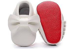 Bebila Double Bow Fringe Baby Moccasins for Newborn Girls - Soft Sole Baby Shoes