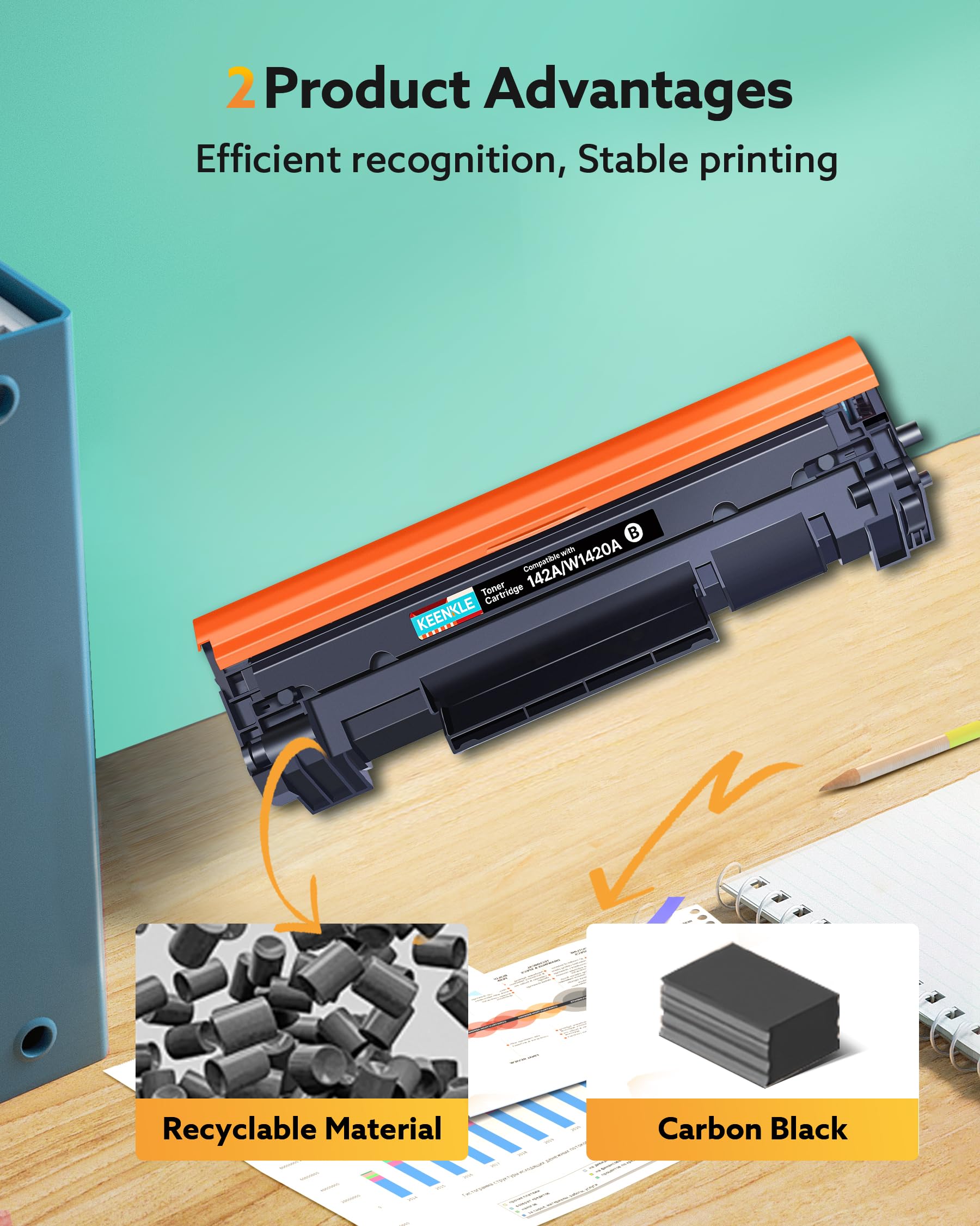 KEENKLE 142A Toner Con Chip Compatibili per HP 142A 142X W1420A W1420X Toner per HP Laserjet Pro M110 M110w Laserjet Pro MFP M140w M140 M139 M139w (Nero, 1-Pack)