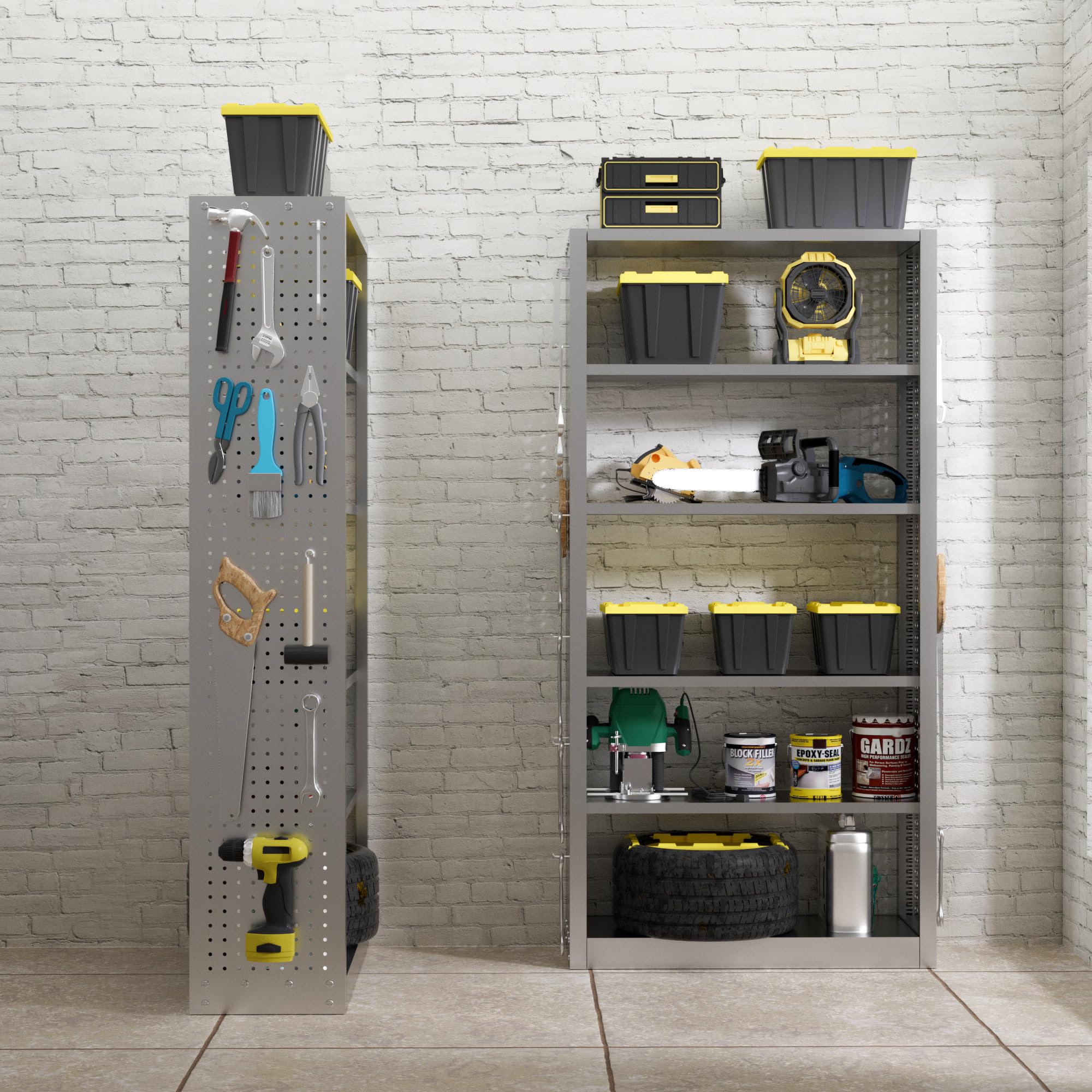 DDJ 78" Tall Garage Shelving with Pegboard, 6Tier Adjustable Heavy Duty Stainless Steel Shelves