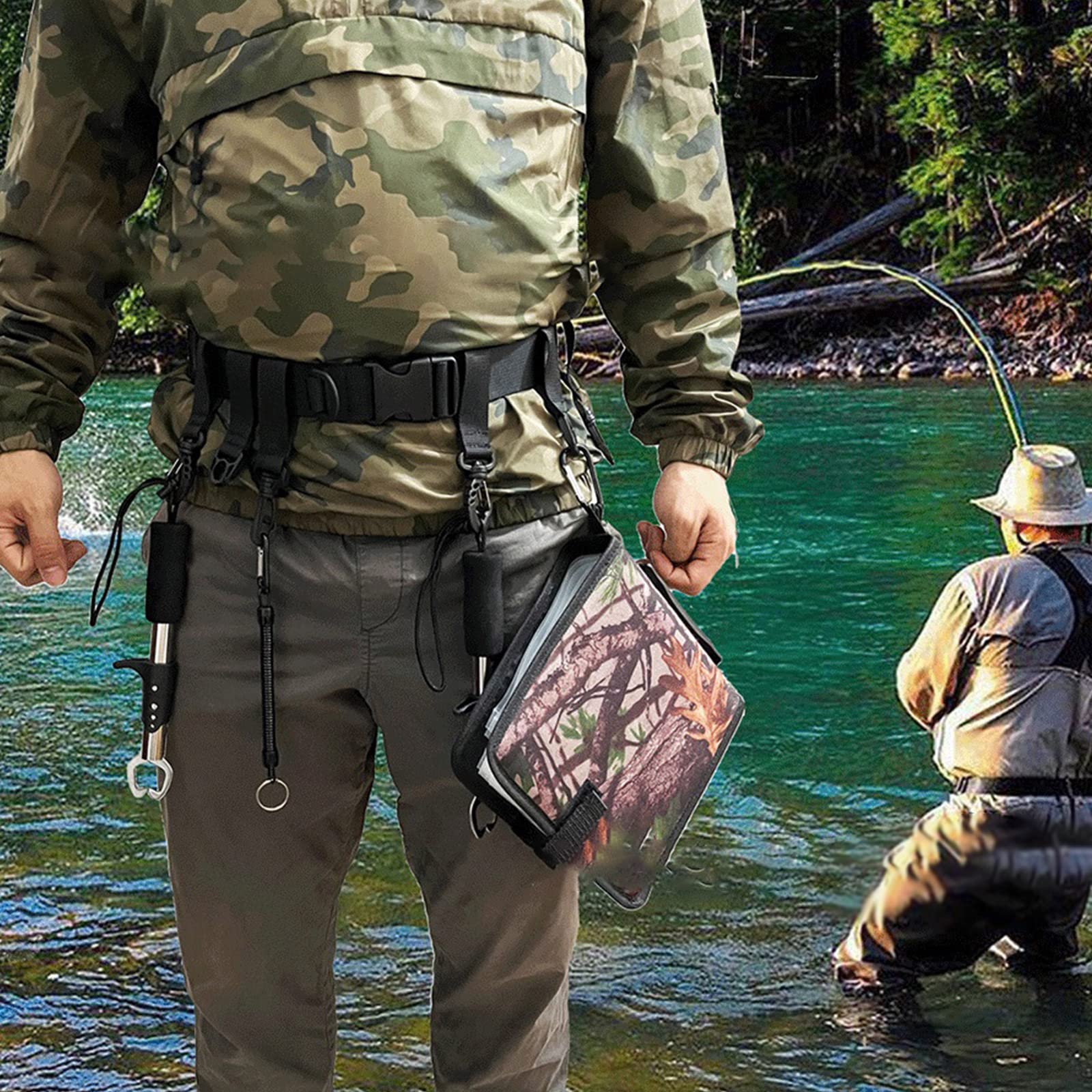 Cinturón de vadeador de pesca, cinturones de vadeo para kayaks, accesorios de pesca, cinturón de lucha, correas de vadeador, anillo en D y gancho, soporte para caña de cintura