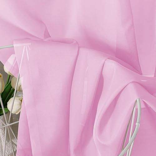 Miniatura 6 de Aiyufeng Juego de 2 paneles de cortinas traslúcidas rosa claro de 84 pulgadas de largo, cortinas de gasa semitransparentes con bolsillo para barra