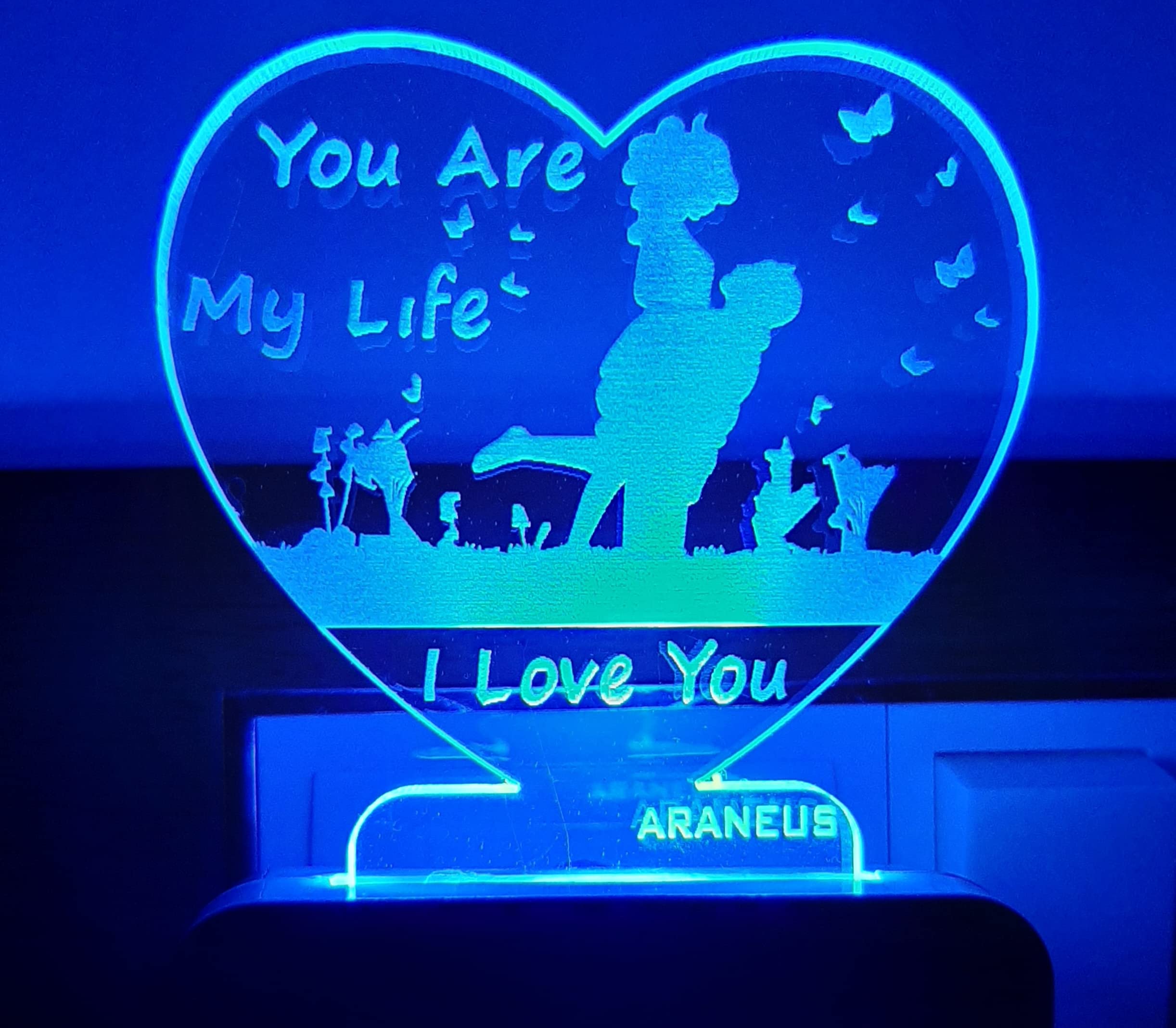 NL TRADERS You are My Life Night Lamp Color Changing 3D Illusion LED Acrylic Night Lamp with Plug for Bedroom/Home/Office (Multicolour)