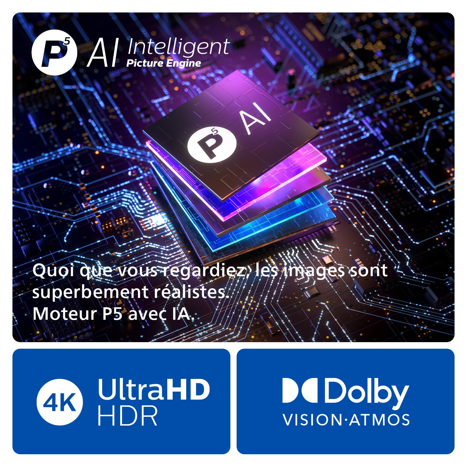 Philips Ambilight 48OLED809 Smart TV OLED 4K - Écran 48 Pouces, Plate-Forme P5 AI Perfect Picture Ultra HD, Google TV, Dolby Vision et Son Dolby Atmos, Fonctionne avec Alexa et Google Assistant