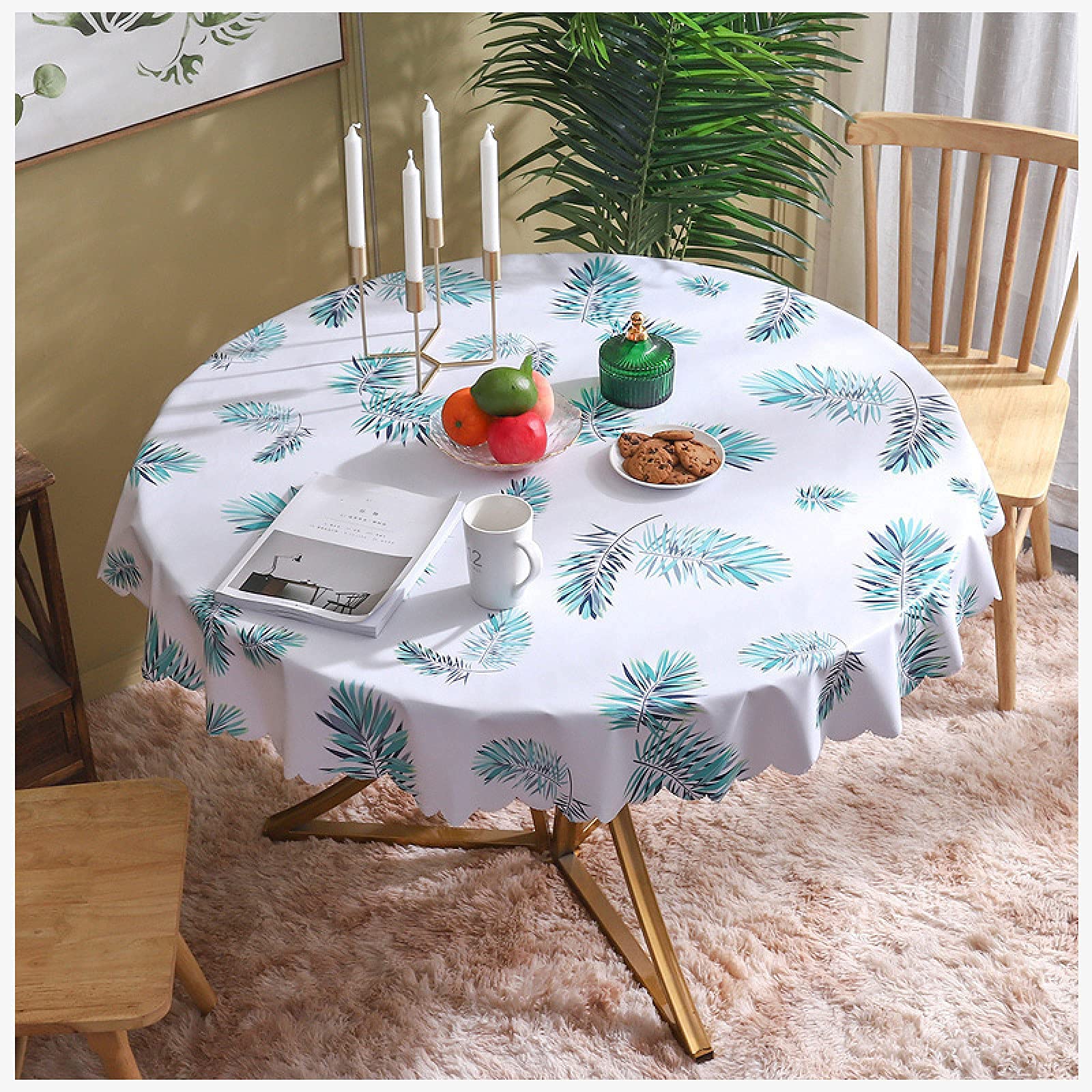 Nappe de table de Noël ronde en toile cirée 180cm pour repas de fête de jardin