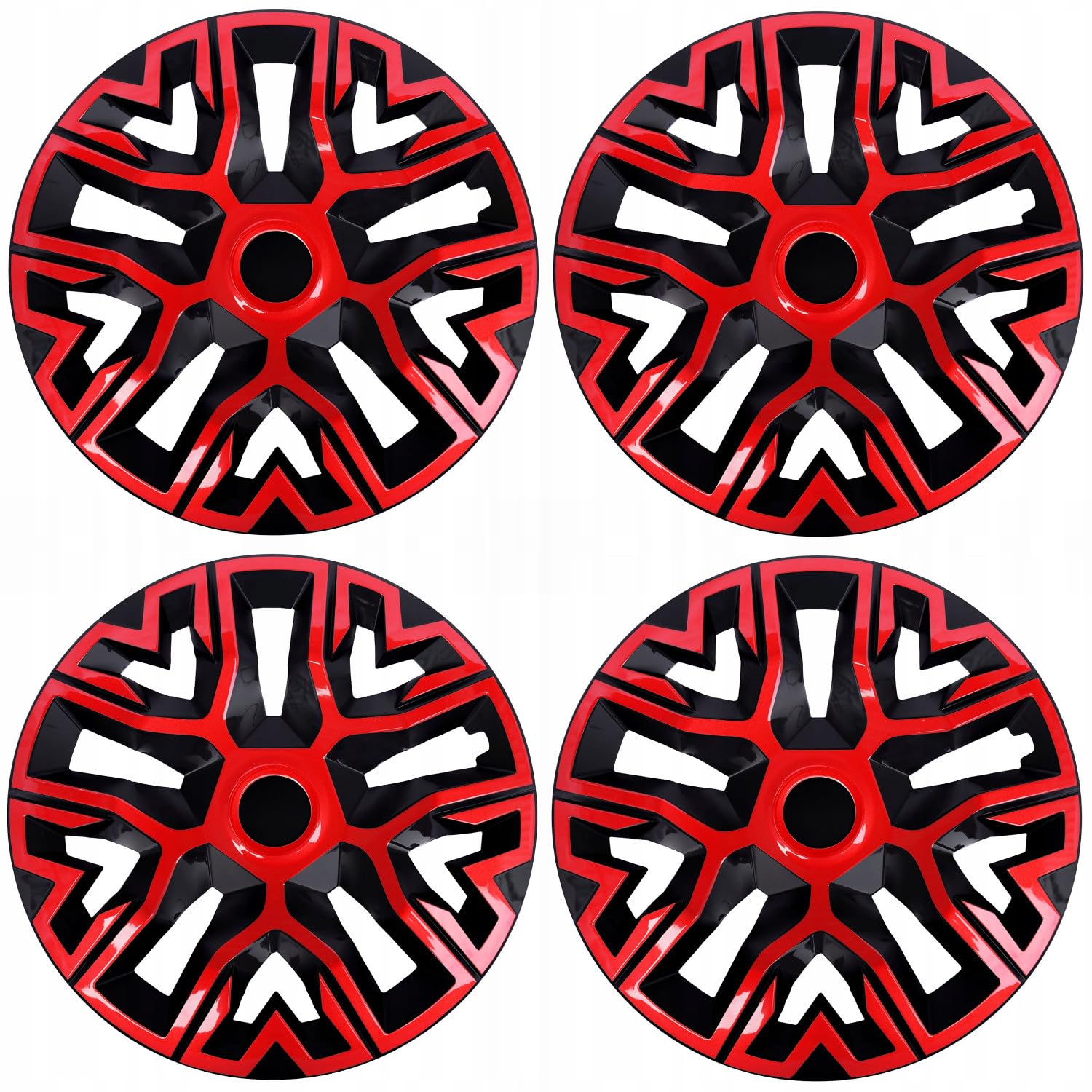 NRM The Best Bicolor Red/Black - Set di 4 copricerchi da 16", per cerchi in acciaio, colore: Rosso/Nero