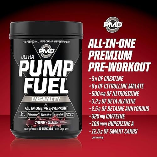Miniatura 6 de PMD Sports Ultra Pump Fuel Insanity - Pre entrenamiento - Cherry Slush (30 porciones) Sports Omega Cuts Elite Quemador de grasa termogénico (90