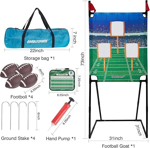 Miniatura 3 de Juego de lanzamiento de fútbol con 4 bolas inflables + objetivo de lanzamiento de 66 pulgadas, práctica de fútbol para niños + regalos de fútbol