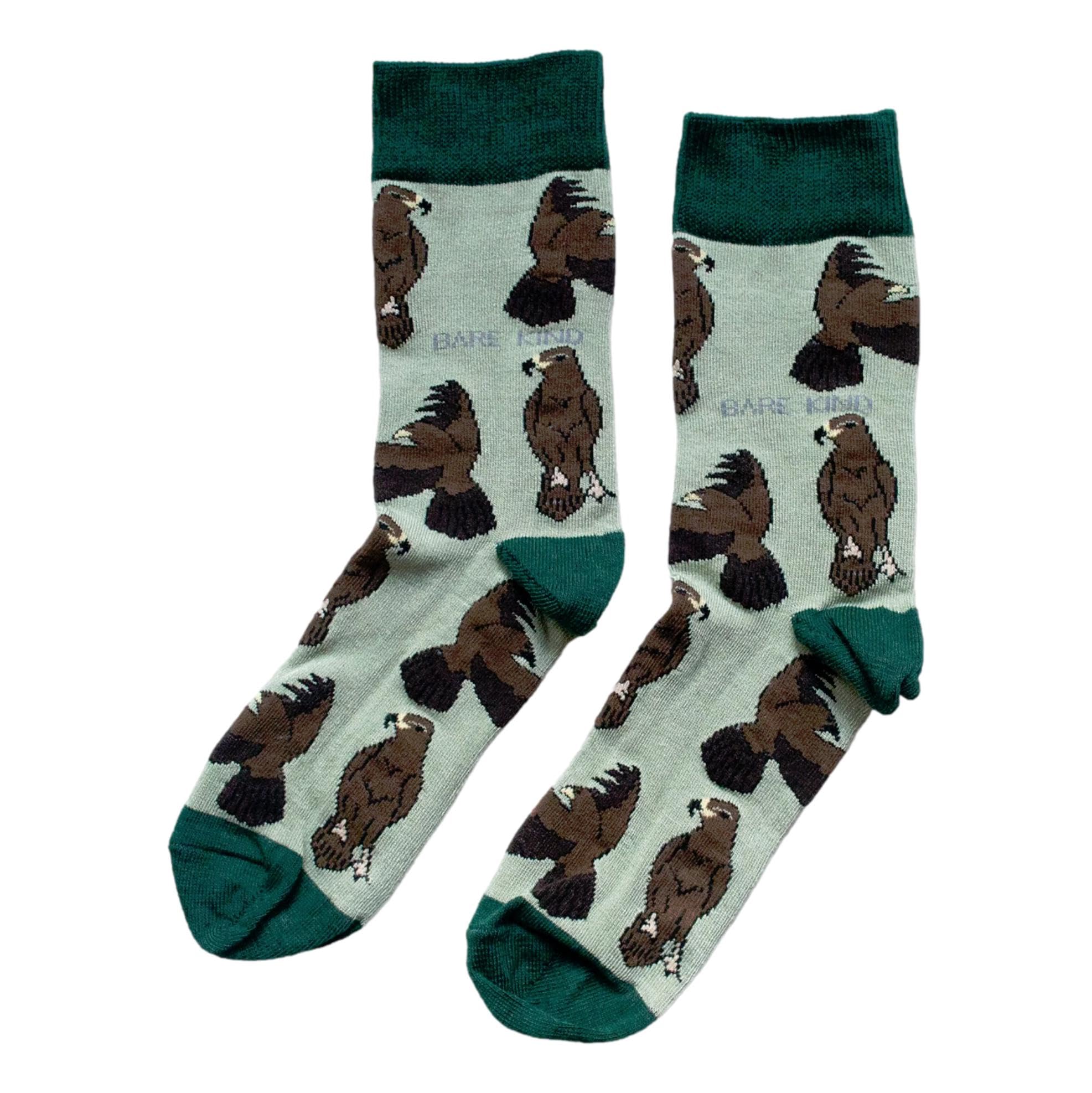 Bare Kind Women's Green Save The Eagles Soft Bamboo Socks Uk Size 4-7