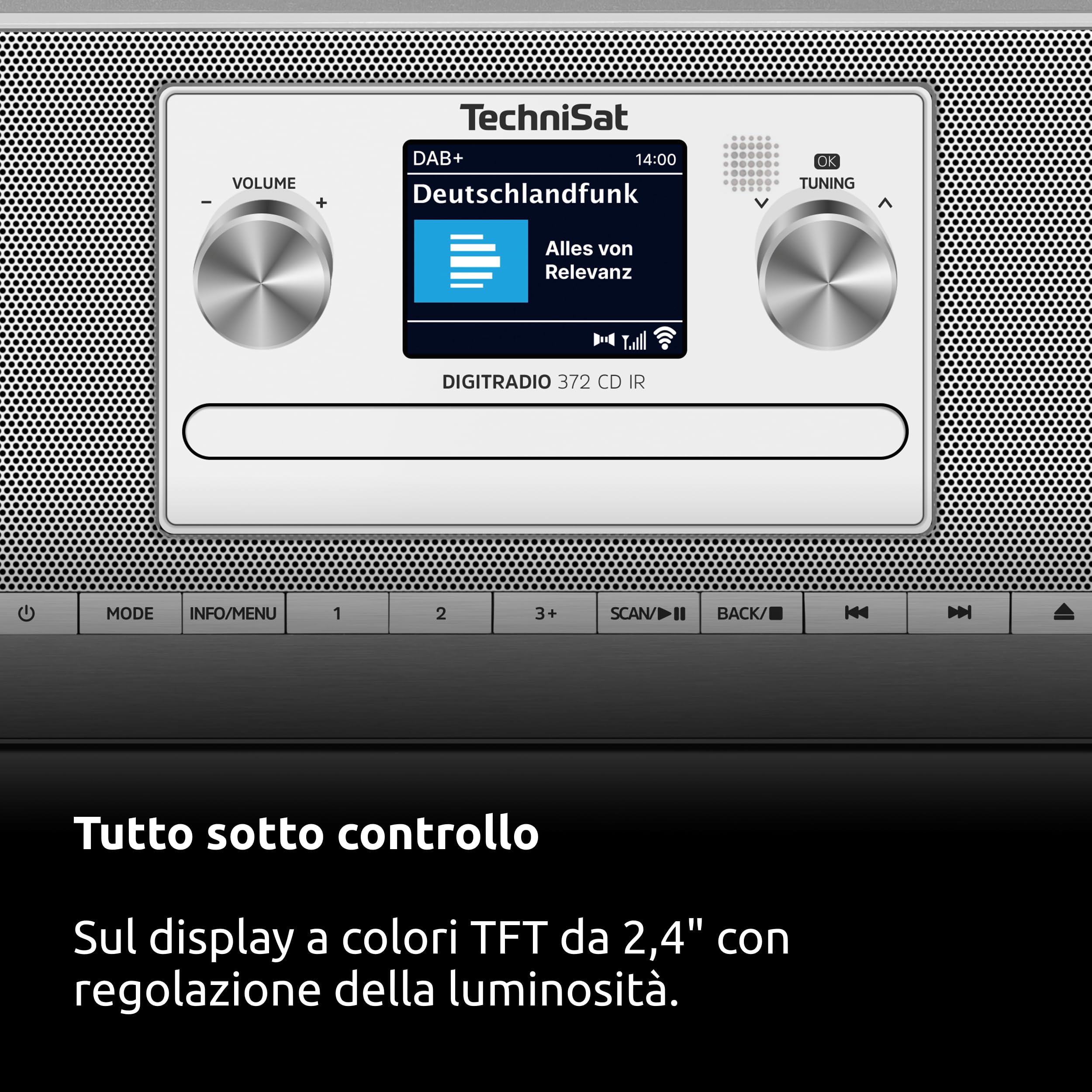 TechniSat DIGITRADIO 372 CD IR Radio Internet stereo DAB+ FM CD Wi-Fi Bluetooth display colori USB AUX sveglia 10 W argento