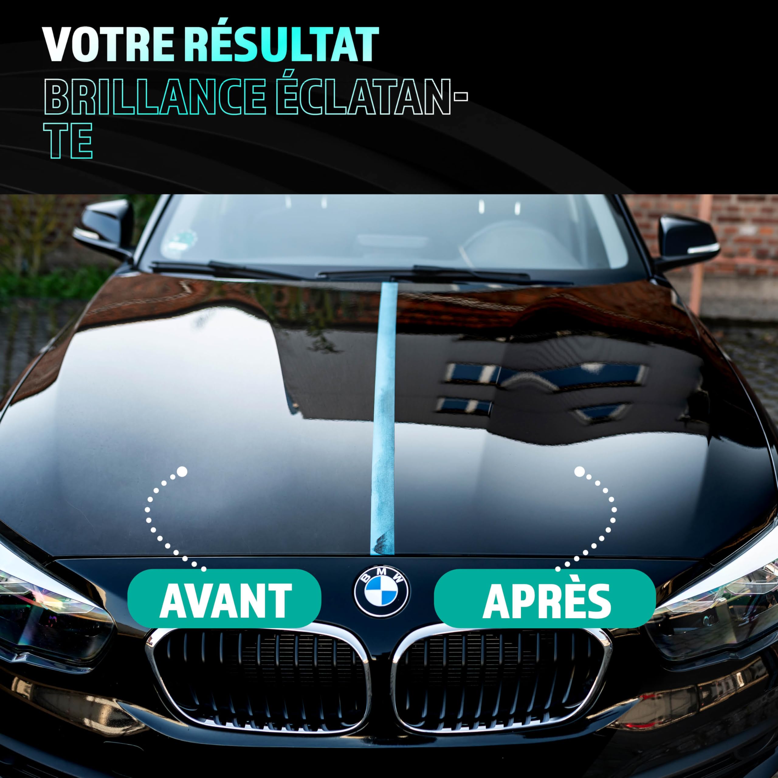 Sonax Polish & Wax Color Kit de polissage pour voiture Noir 250 ml + éponge de polissage + chiffon de polissage | Pâte de polissage pour peintures métalliques foncées pour enlever les petites rayures