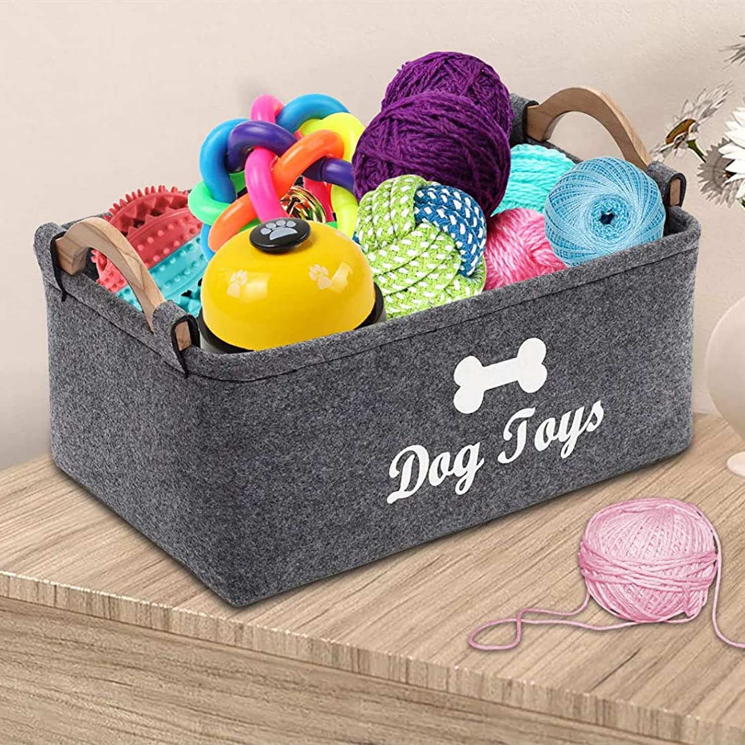 SANWOOD Panier Rangement Corde Coton Oreilles De Chat - Paniers Mignons Pour Chat/Chien, Jouets, Cosmétiques, Déco Bohème Beige Panier Tissé à Main