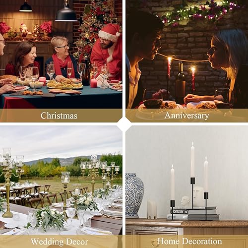 Miniatura 7 de FSyueyun Portavelas cónico negro, juego de 6 portavelas decorativo para mantel de mesa, centro de mesa, utilizado para bodas, cenas, regalo de