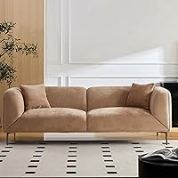 Vista 3 de Sofá moderno de 82 pulgadas, sofá de 3 plazas, sofás Boucle de lujo, sofás minimalistas tapizados con patas de metal, sofás curvados con asiento