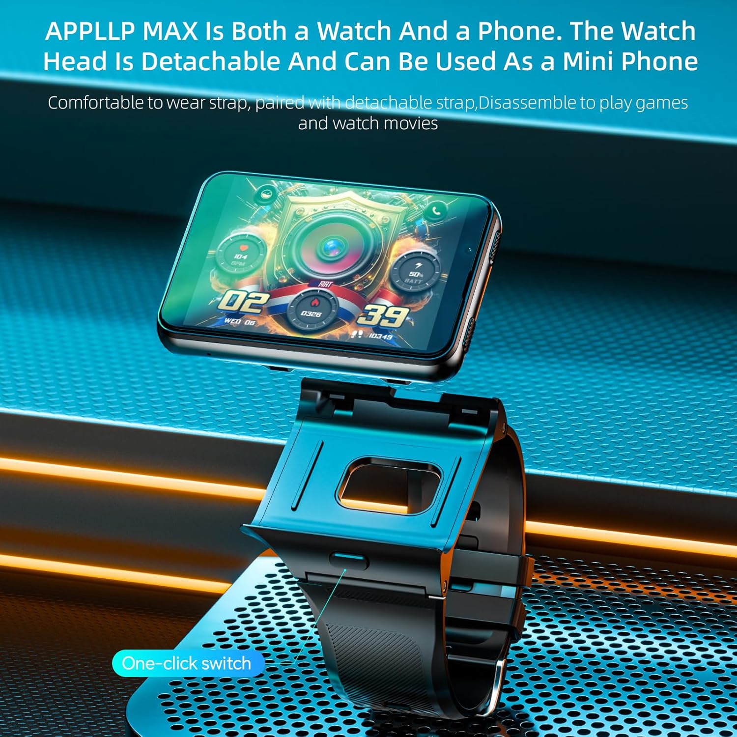 LOKMAT 2.88" Large Screen 4G SIM Card Smart Watch, Android 11 Smartwatch with Phone Call, 6GB+128GB Dual Cameras, Detachable Watch Head,1500mAh Sport WiFi Bluetooth GPS Smart Watches(Black)