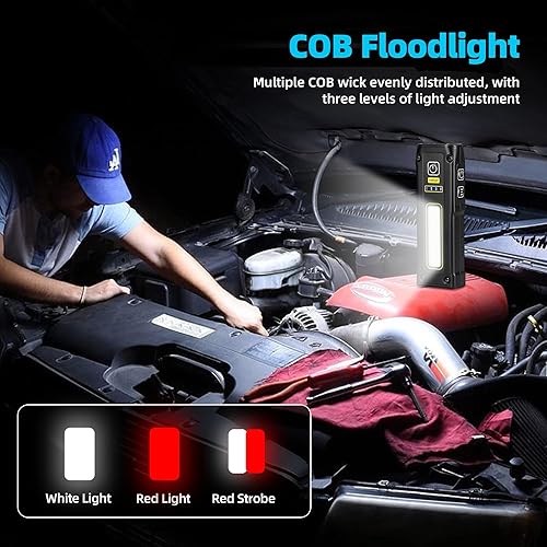 Miniatura 10 de DARKBEAM Linterna UV de 365 nm luz negra, linternas LED EDC de alto lúmenes, lámpara de madera recargable USB C, mini luz roja magnética brillante