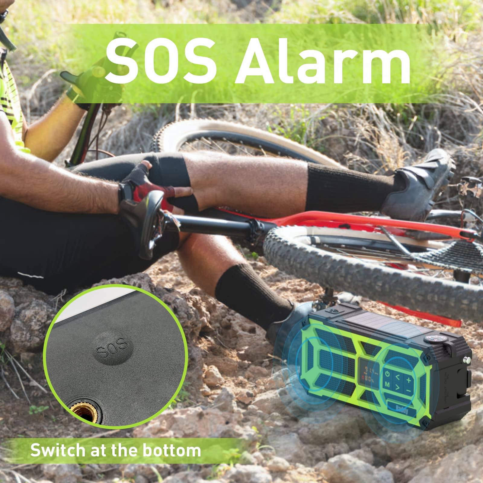 Raddy SW5 Radio Dinamo Impermeabile IPX5 AM/FM Portatile Emergenza Solare 5000mAh Powerbank