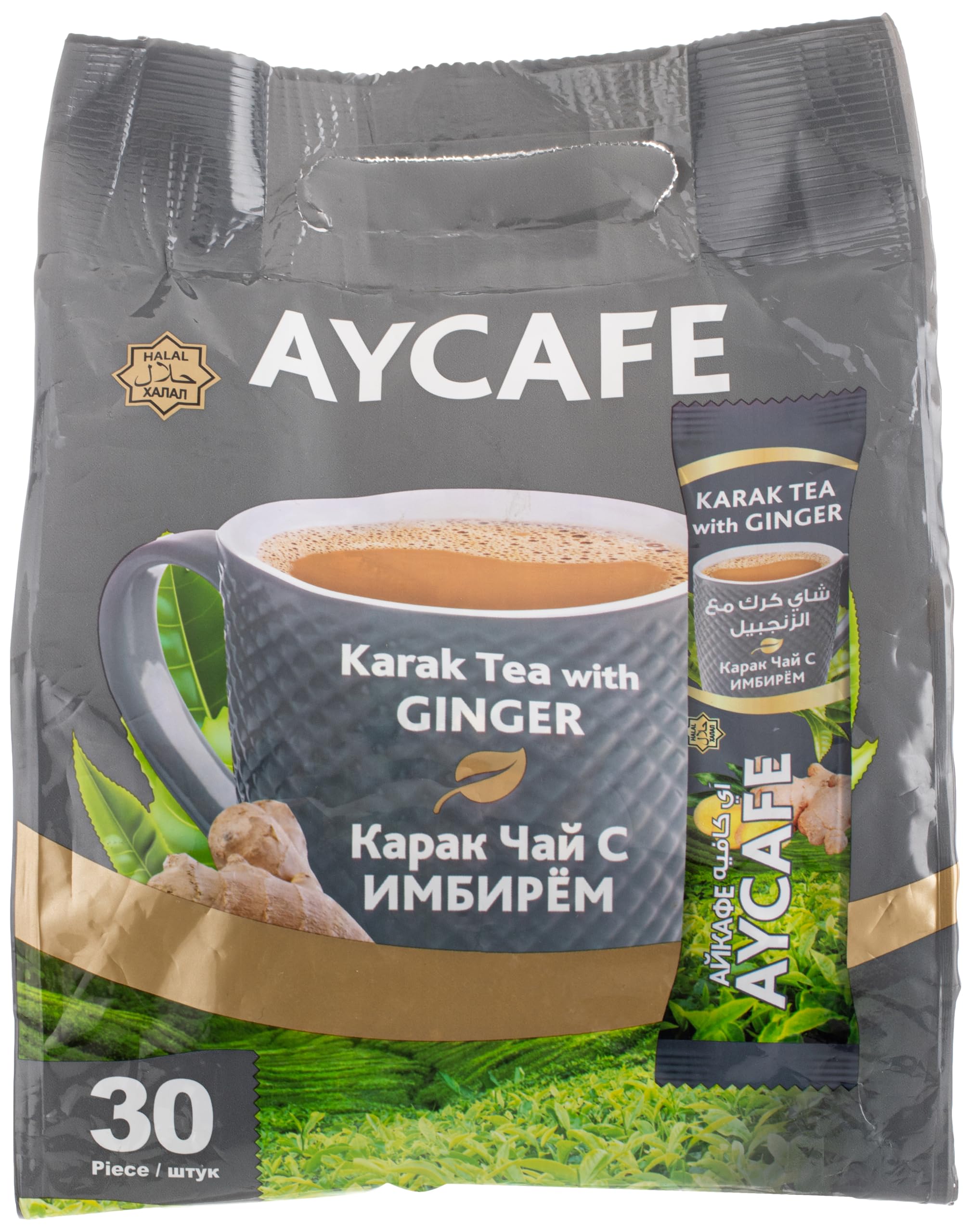 Aycafe Karak Tea with Ginger 30 Sachets – Instant Karak Chai with Ginger, Easy to Make, Travel-Friendly