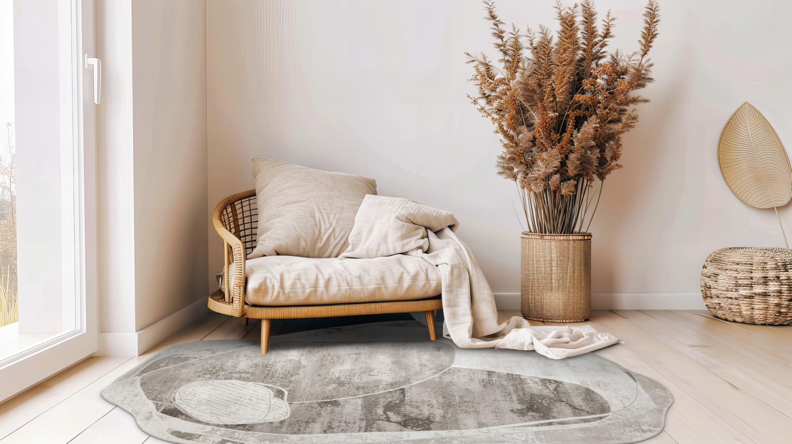 Teppiche Selenne Wohnzimmer, Unregelmäßige Form, Grau, Beige, 80x150 cm,Teppich Schlafzimmer, Tepich Waschbarer, Teppich groß, Bedroom Carpets, Rug The Carpet Living Room, Area Rugs,