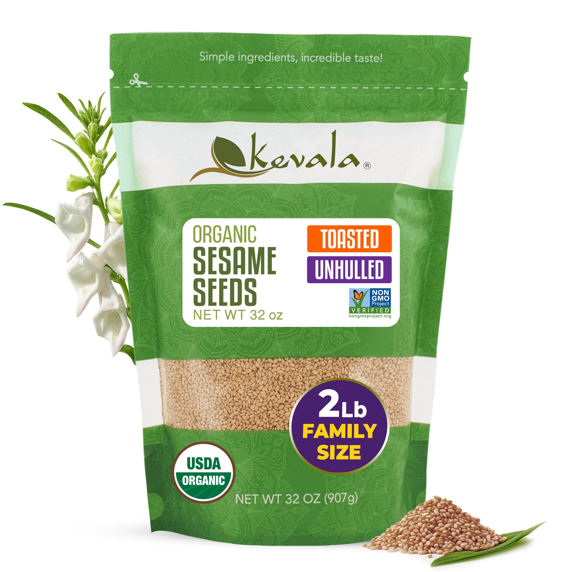 Kevala - Organic Toasted Sesame Seeds 32 Oz.