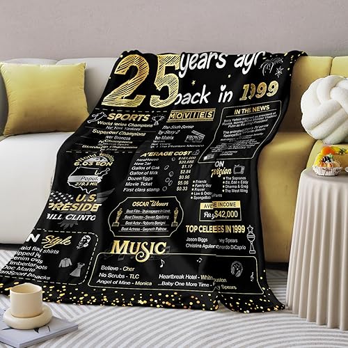Miniatura 2 de Regalos de cumpleaños 25 para mujeres, decoraciones de cumpleaños de 25 años para ella, regalos de feliz cumpleaños para mujeres, hija, hijo, manta