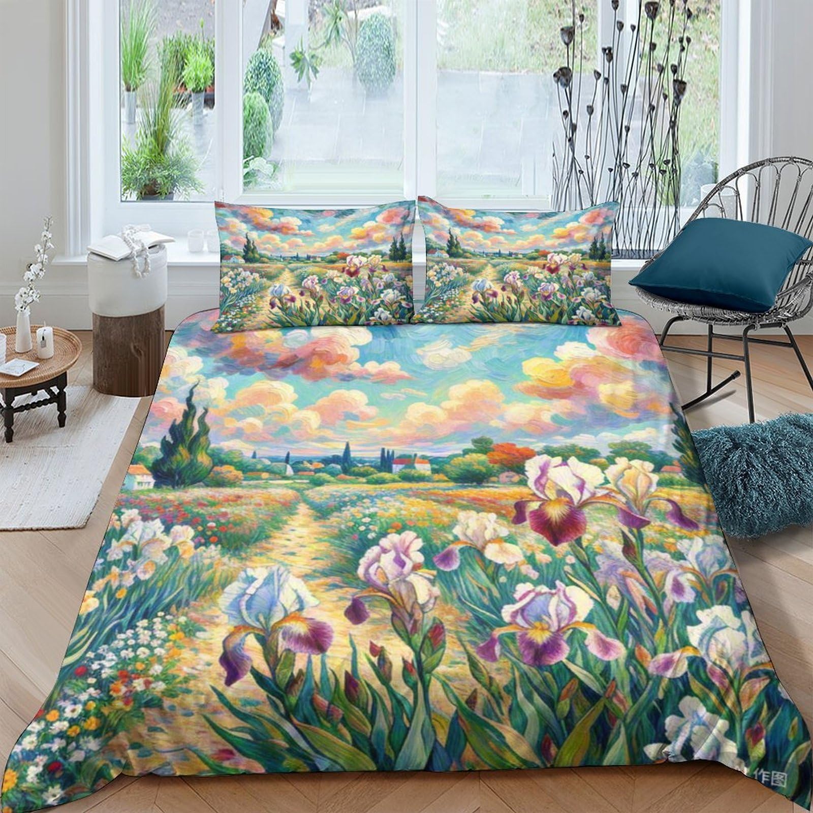 Housse de couette Iris 3D à fermeture éclair cachée : fini la couette qui glisse du lit