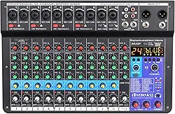 mesa de som, vedo A12 12 canais digital/número profissional portátil com reverb bluetooth usb interface audio/áudio mixer
