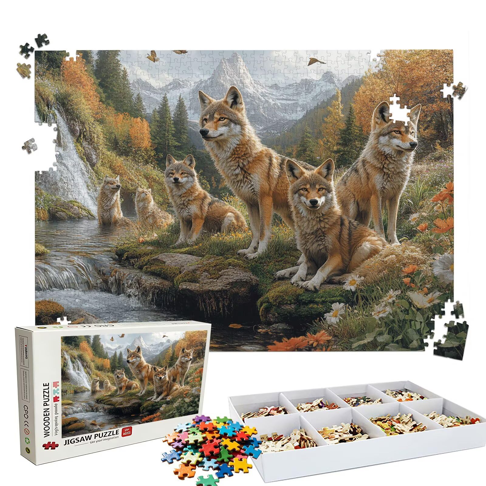Puzzle 5000 elementów, 5000 elementów, dla dorosłych, wzór zwierzęcy, wilk, drewniane puzzle, zestaw "zrób to sam" dla dorosłych, gruby materiał i idealne uzębienia, powierzchnia bez odbić, puzzle dla