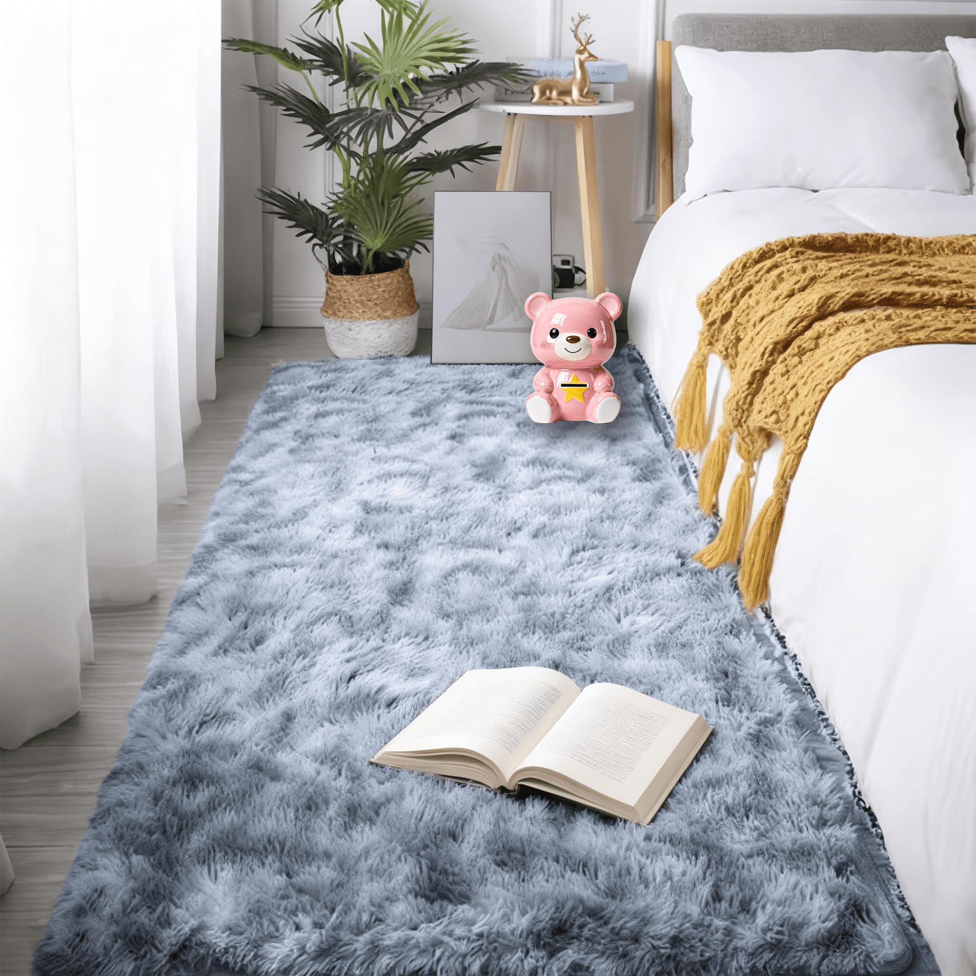 Tapis chambre 270 x 280 cm gris clair uni brillant et extra large pour salon douillet