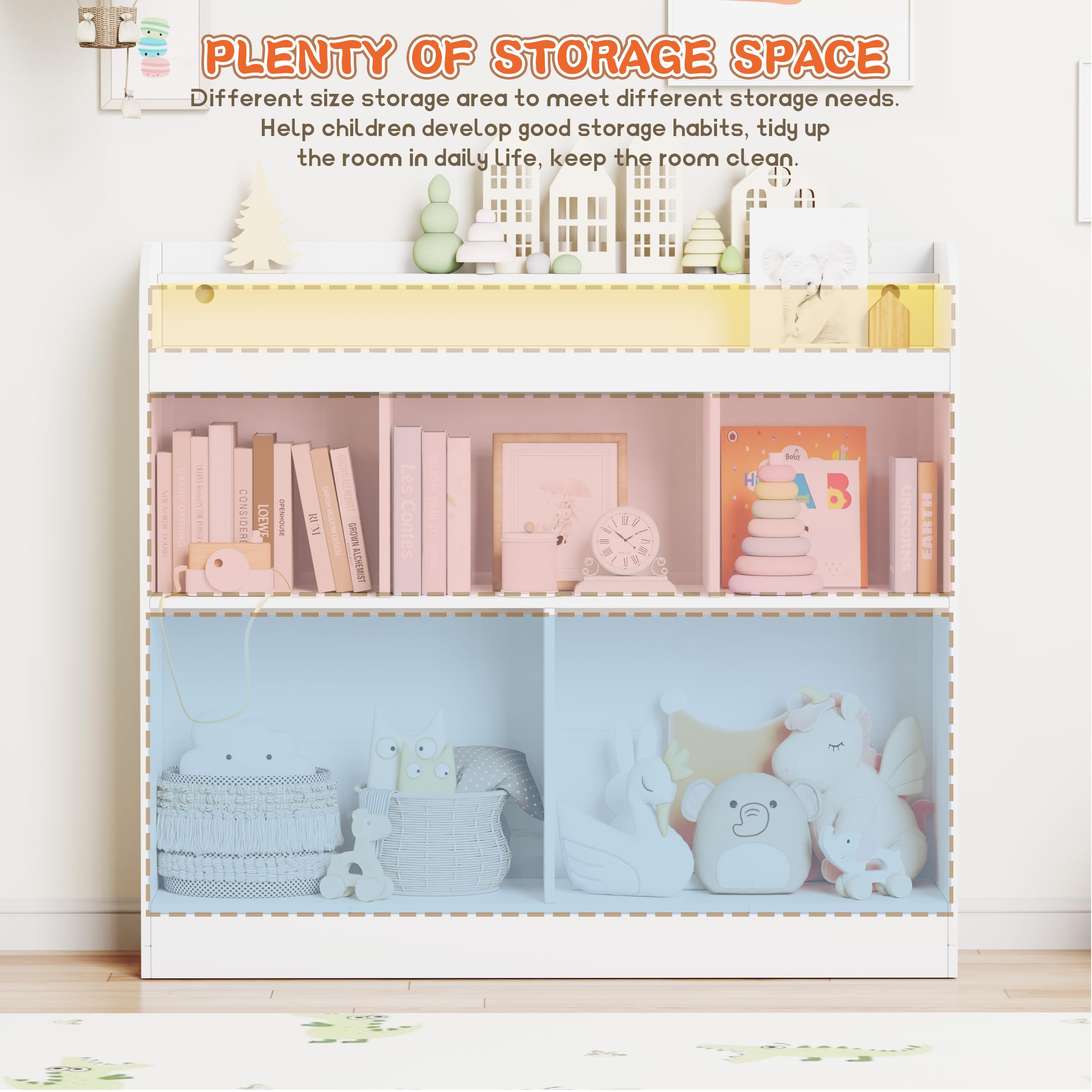 Amazon.co.jp: Lkeiyay 子供用本棚、子供用寝室用ホワイトブックシュル