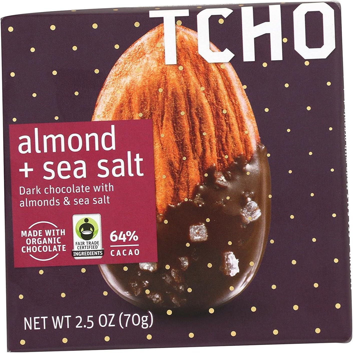 Tcho Chocolate Choc,Almond,Sea Salt,Organic 2.5 Oz (Pack Of 12)12