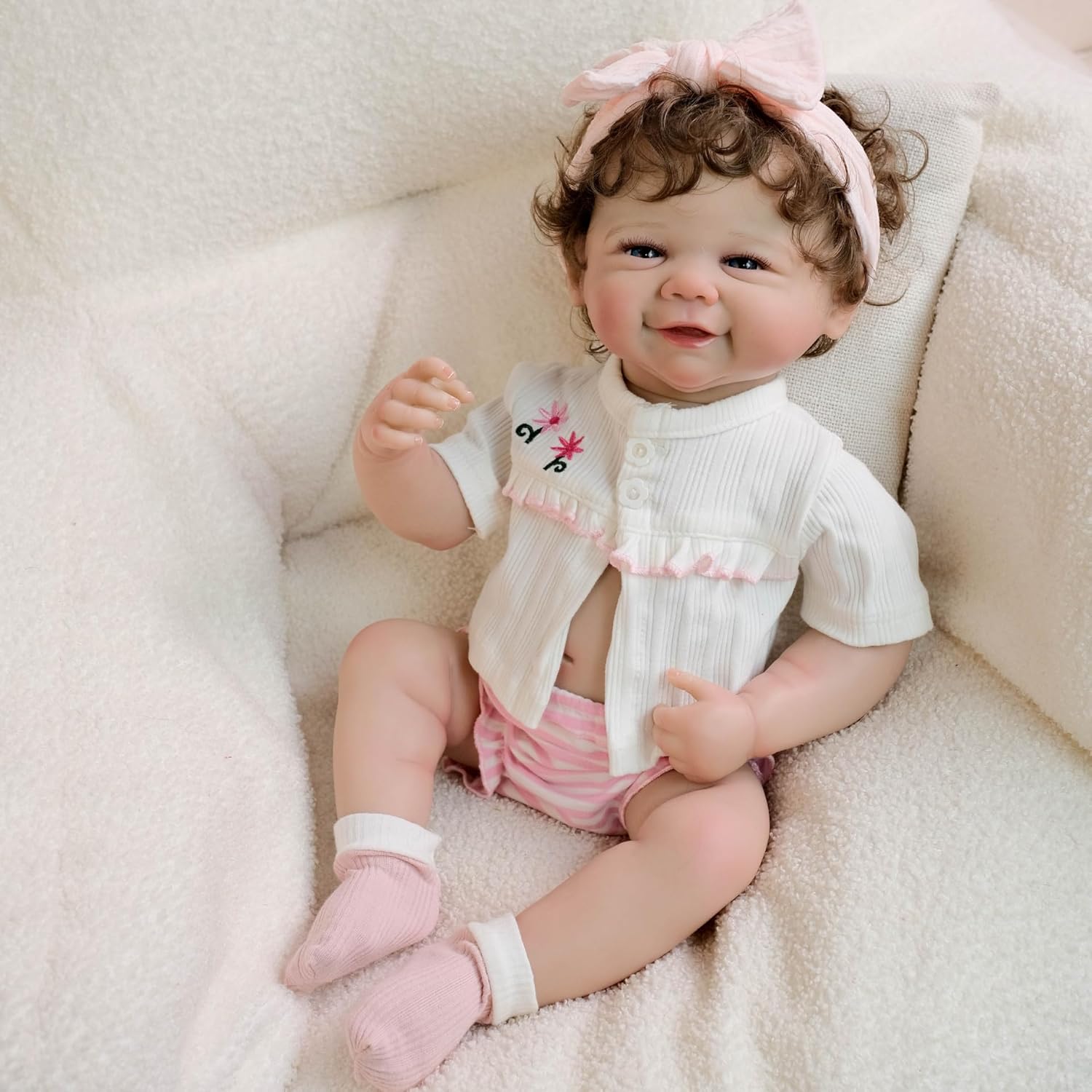 Angelbaby Cute Realistic Baby Dolls Silicone Full Body Boy 19 Inch Reborn Baby Doll Month Open Real Life Posable Newborn Babys Weighted Waterproof Preemie Doll with Accessories