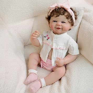 Angelbaby Real Life Reborn Baby Girl Dolls فينيل سيليكون كامل الجسم - 19 بوصة دمى أطفال حديثي الولادة واقعية لطيفة ابتسامة حلوة Vivienne دمية بيبي مقاومة للماء قابلة للوضع للفتيات هدايا عيد ميلاد