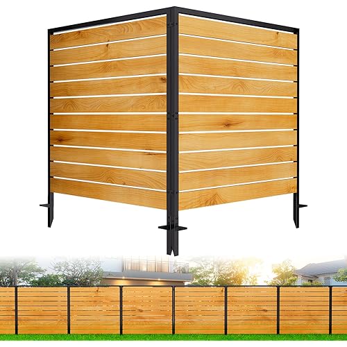 3 Panels No Dig Wooden Privacy Fence Screen, 42" H X 40" W Outdoor Air Conditioner Fences, Hide Trash Bins Or Ac Units, Decorative Garden, Patio, Backyard Fence -Temporary Fencing