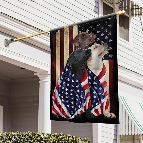 Flagwix Tres Labrador Retriever Dogs, banderas de perro patriota americano, bandera de casa de 30 x 40 pulgadas, decoración para el hogar, exterior,