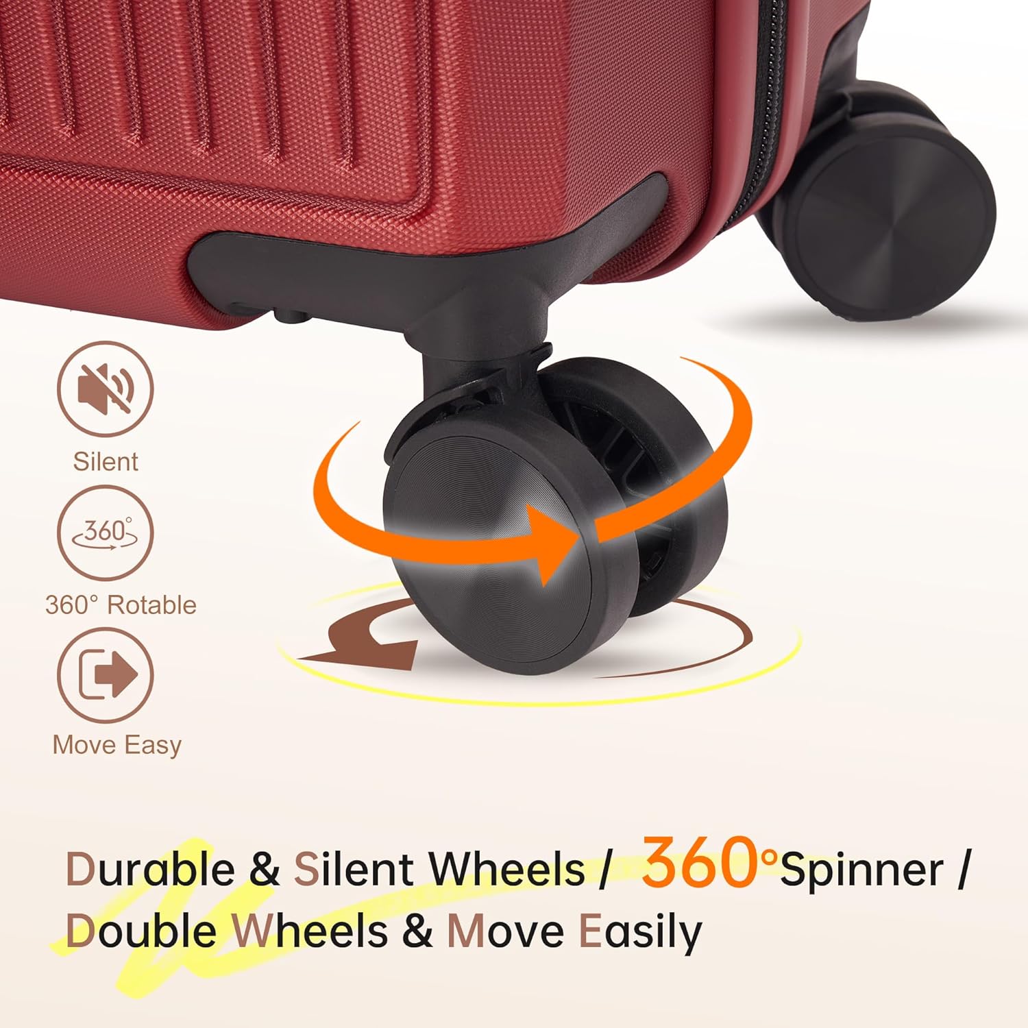 Carry on Luggage with Spinner Wheels, 22x14x9 Airline Approved Carry-on Suitcase, Small Hardside Luggage with TSA Lock,Hard Shell Suitcase,Hard Case for Travel (Red, 20-Inch) - Image 3