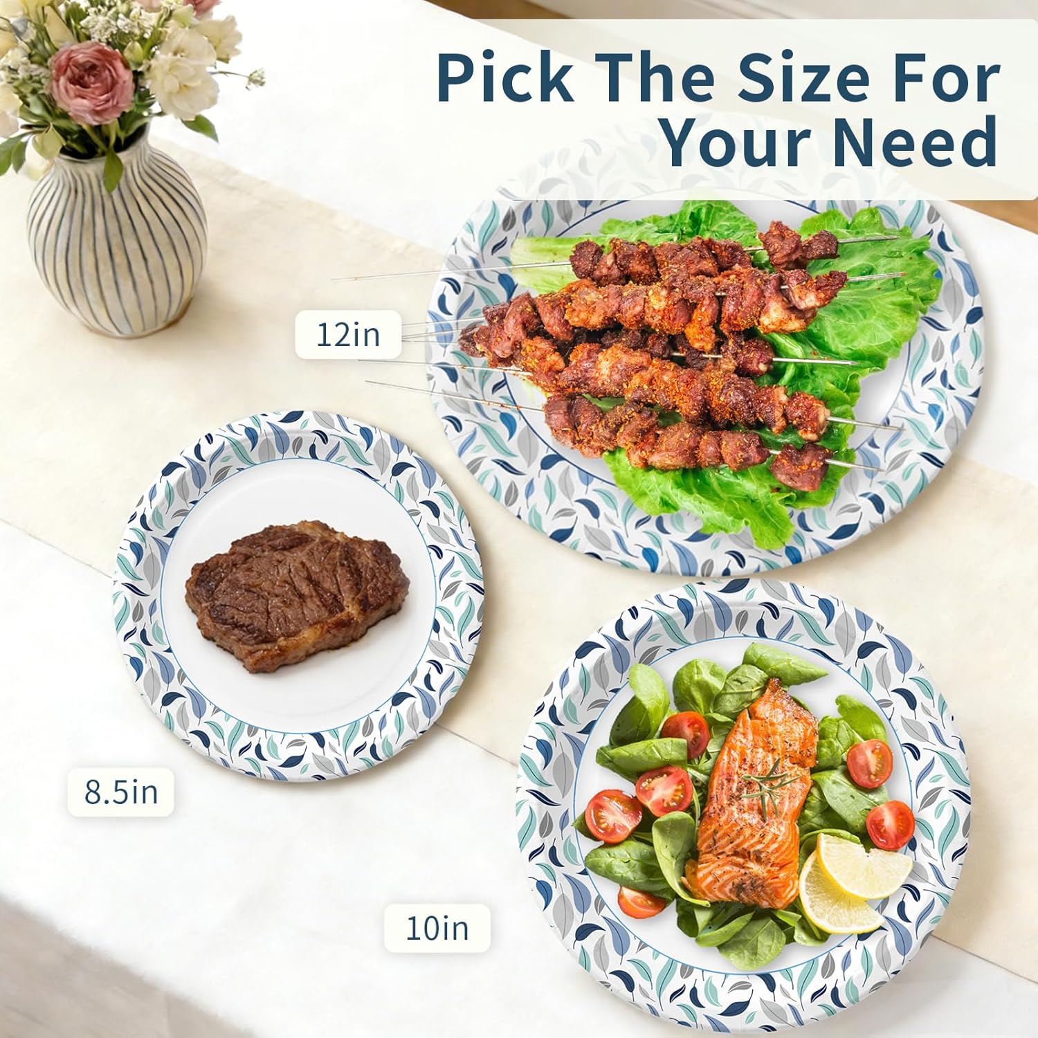 OuMuaMua 10 Inch Paper Plates, 300 Count Disposable Paper Plates, Soak Proof & Cut Resistant, Microwave Safe, Bulk Plates for Everyday Meals, Lunch & Family Use