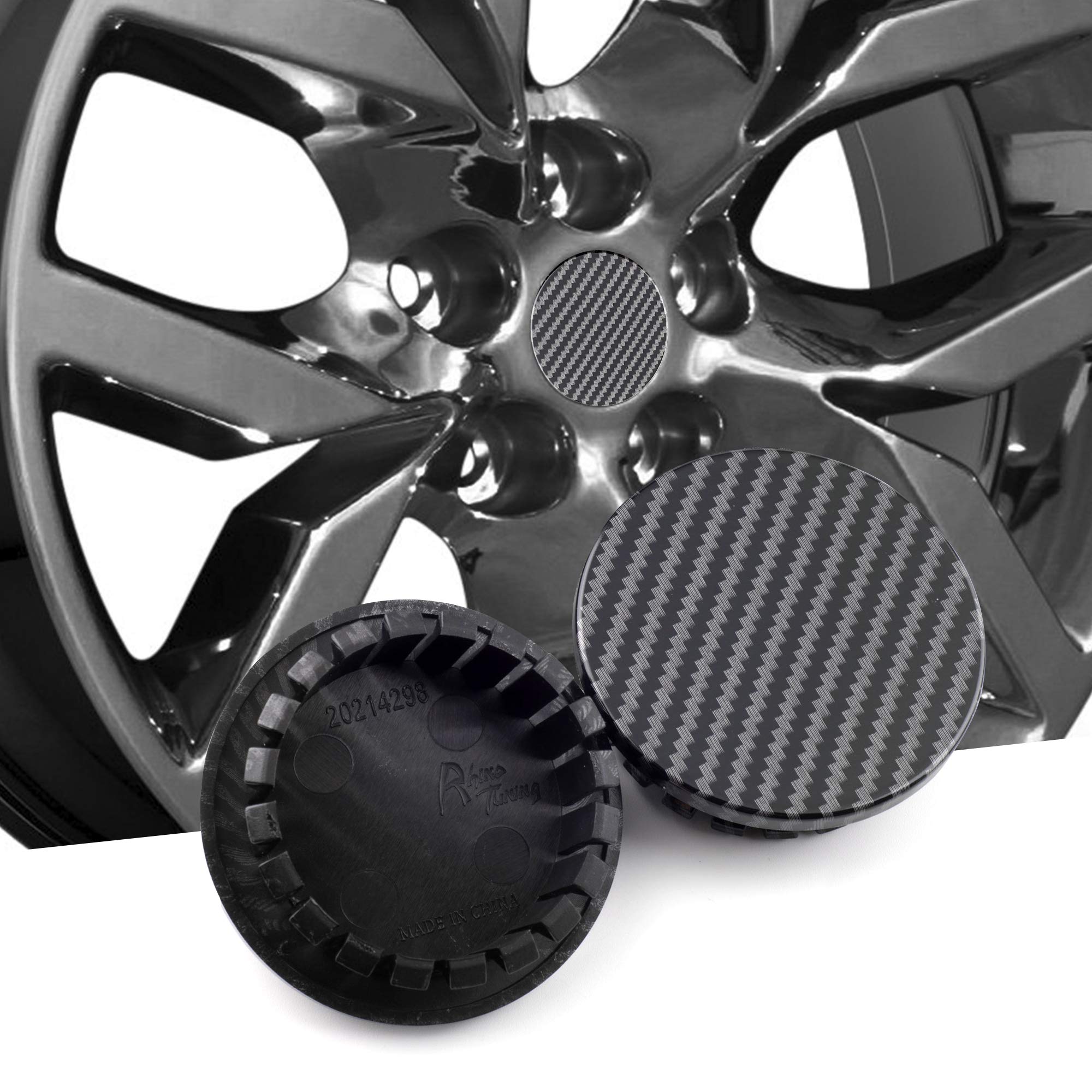 RTRHINOTUNING 4pcs 59mm Wheel Center Caps OD: 2.33"(59.2 mm) ID: 1.81"(46 mm)