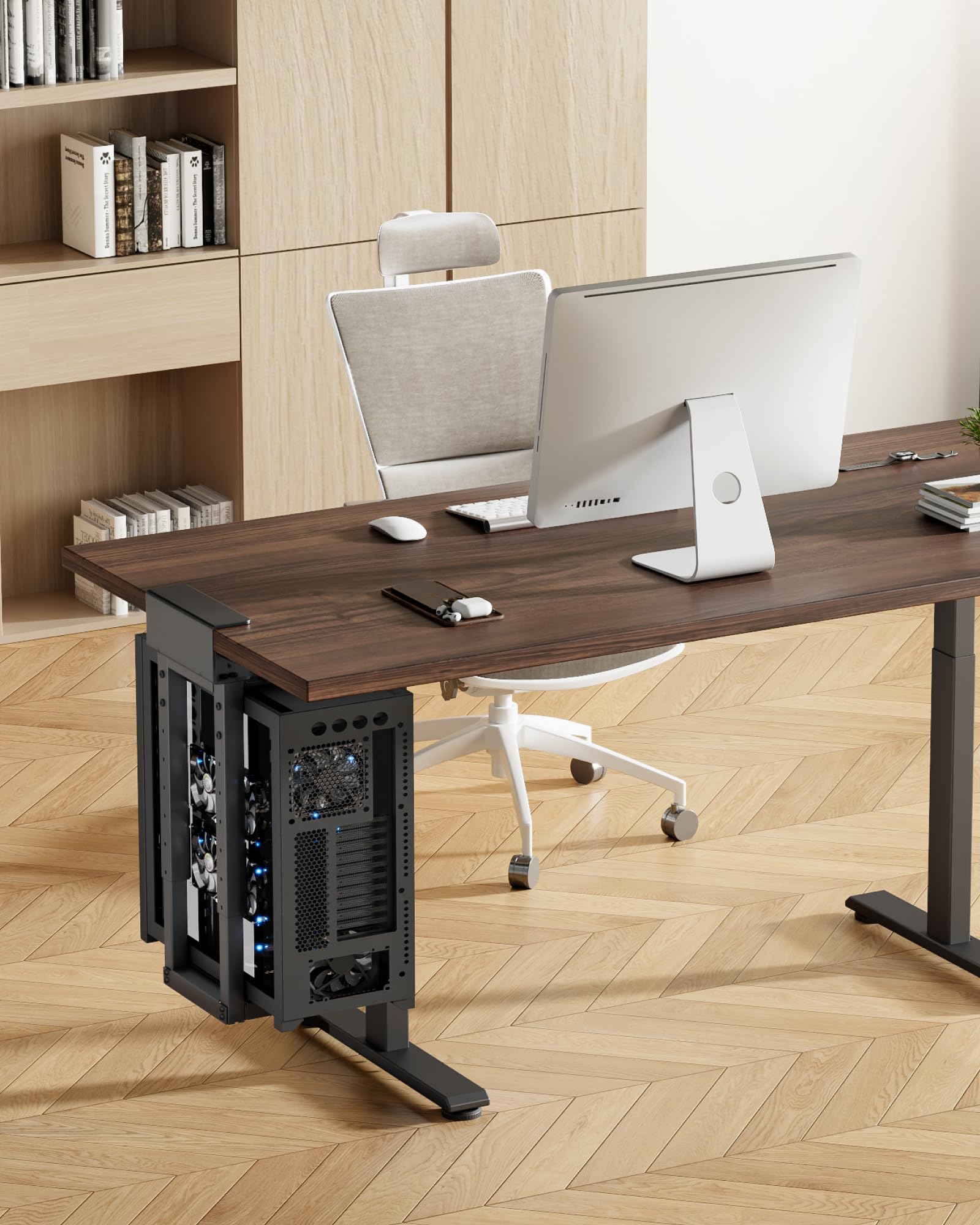 monTEK Support PC Robuste de 30 kg à Monter sous Bureau, sans perçage, Noir | support PC réglable avec coussin de protection, hauteur de 16,1 à 25,6 pouces, parfait pour bureau, maison, salle de classe