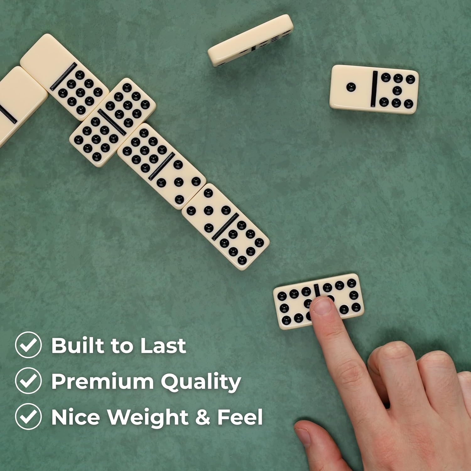 WE Games Double Nine Dominoes Set - Ivory Color Tiles - Perfect for Family Games