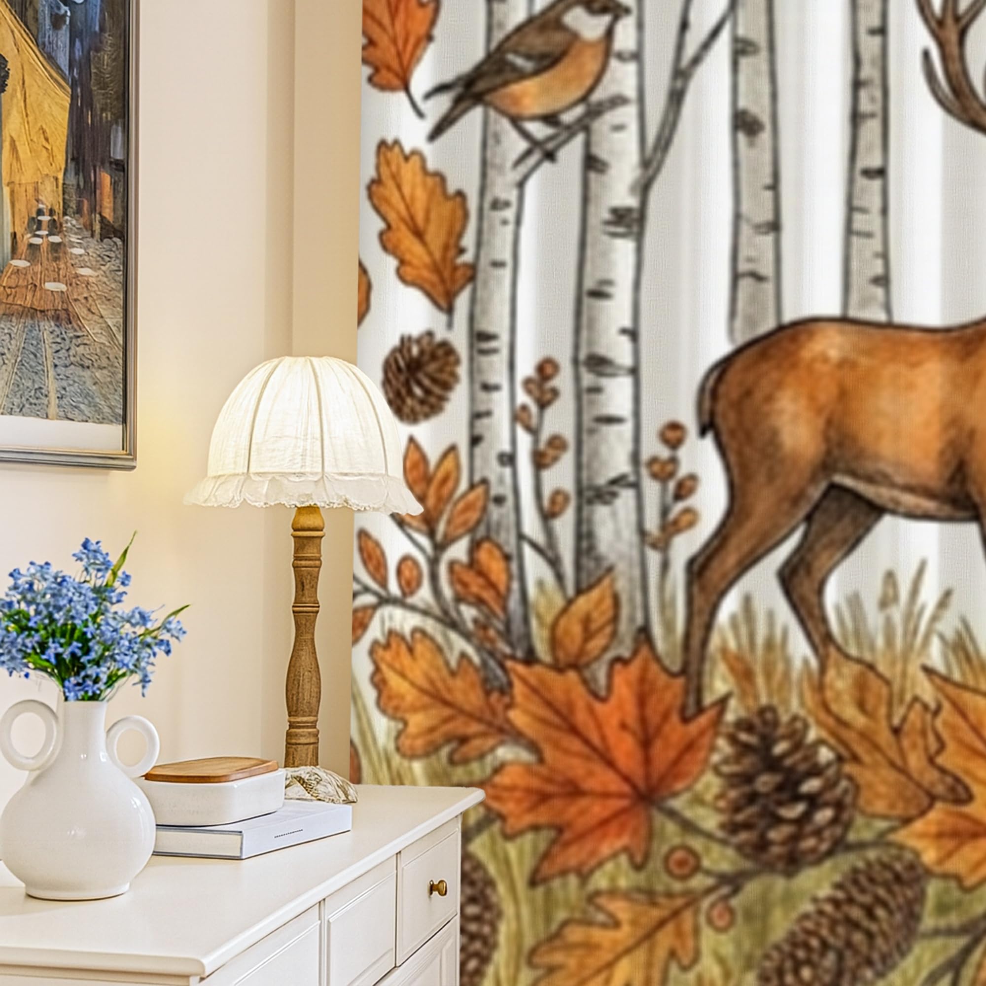 Rideaux occultants thermiques anti-lumière à motif cerf de forêt