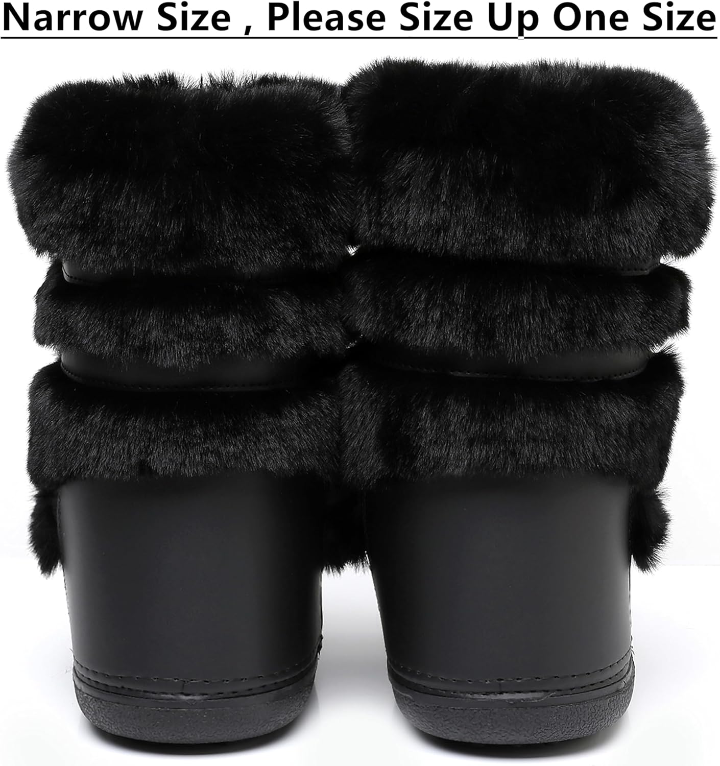 Snow Boots for Women,Winter Furry Faux Fur Boots Winter Black White Pink Fur Lined Lace-up Mid-Calf Non-Slip Fuzzy Boots - Image 6