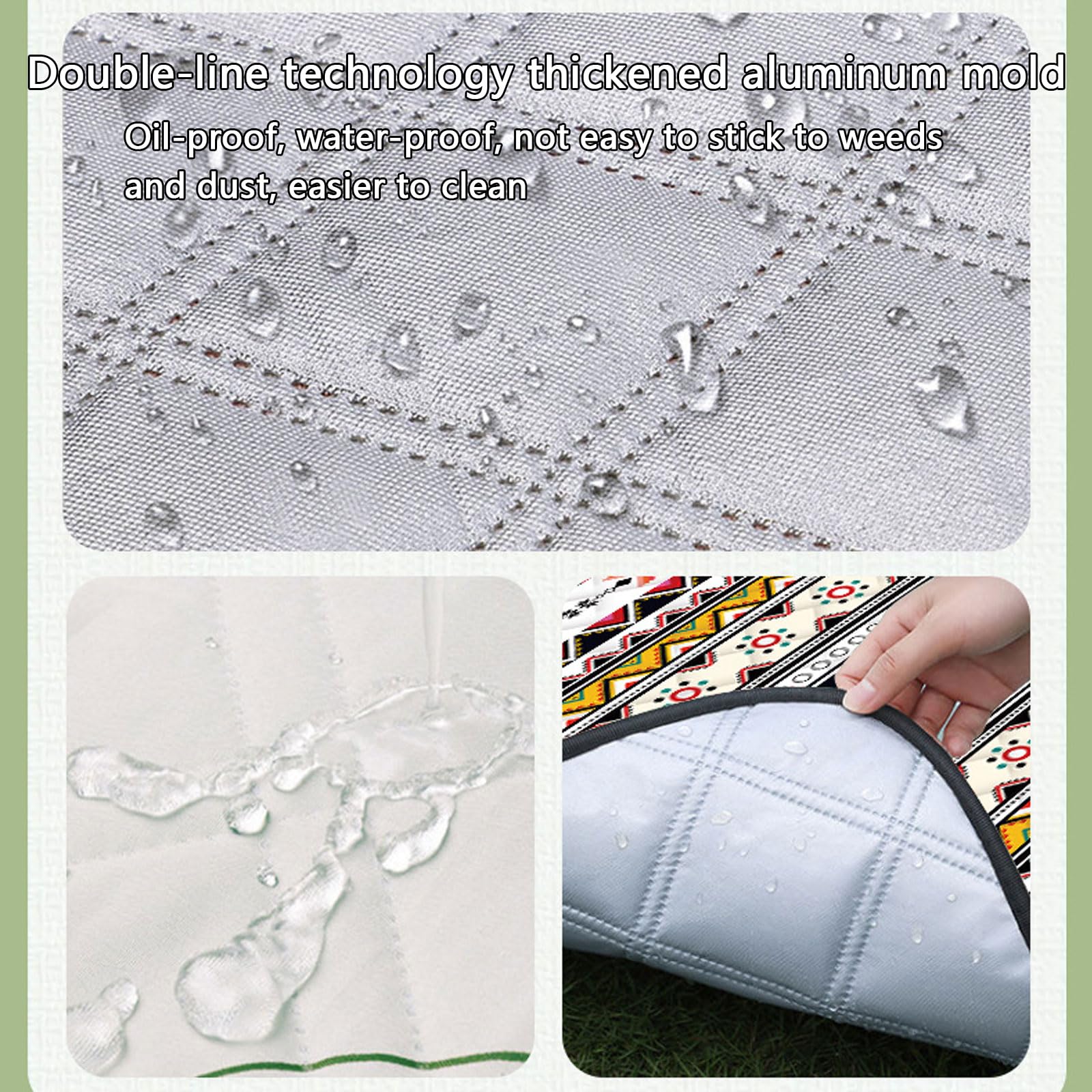 Coperte Picnic Impermeabili Pieghevoli Esterni 5 Strati Spesse Anti Sabbia Leggere Con Cinturino Lavabili Ilavatrice-Black