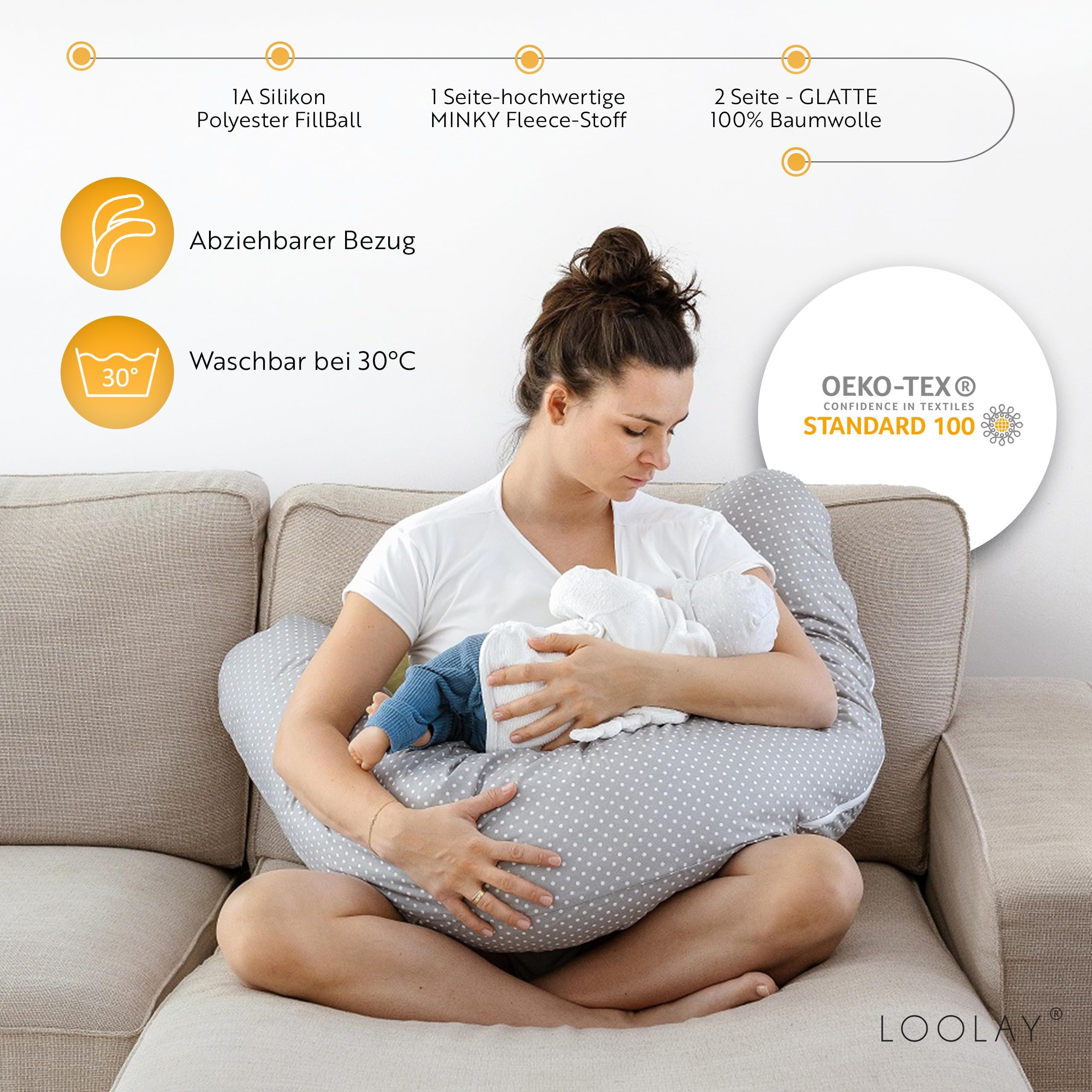 Totsy Baby Cuscino per allattamento xxl cuscino per dormire laterale - Cotone Cuscino per Totsy Baby Cuscino per allattamento xxl cuscino per dormire laterale - Cotone Cuscino per