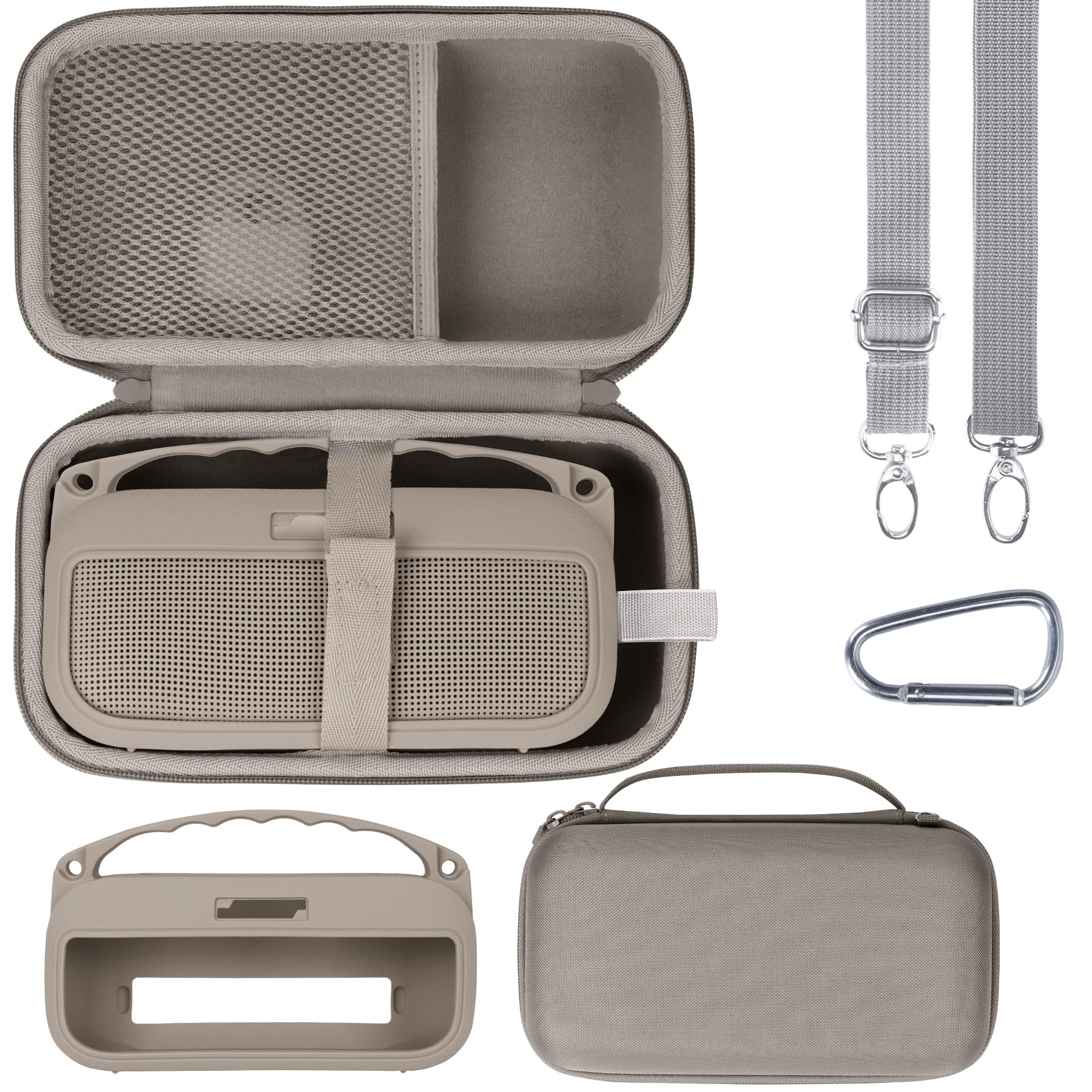 Lebakort Storage Case Kits Compatible with Bose SoundLink Flex 2nd Gen/Bose SoundLink Flex Portable Speaker (Sandstone Silicone Cover + Hard Case)