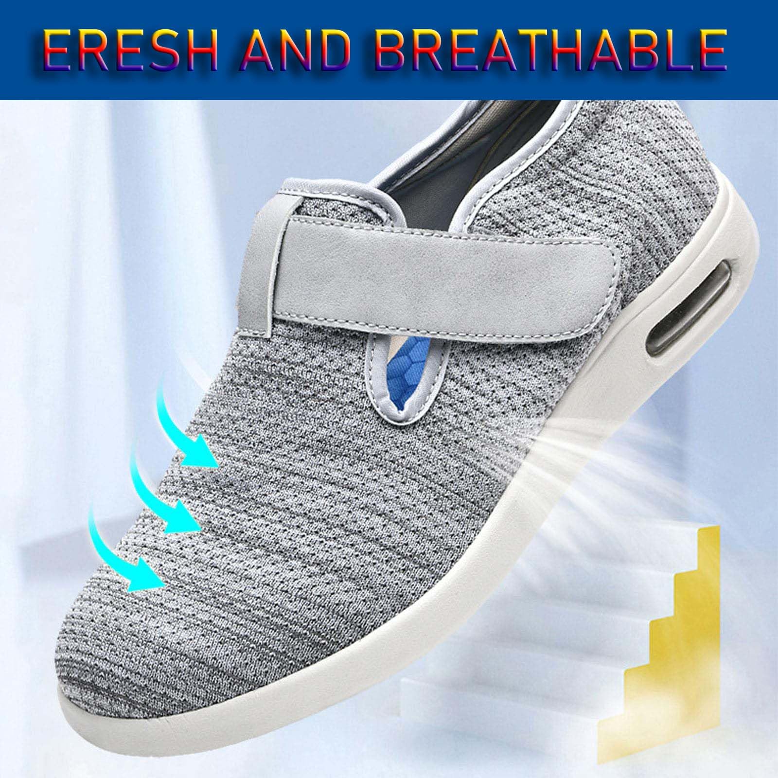 ARMAAN Zapatos para diabéticos Extra Anchos para Personas Mayores con 3 Pares de Plantillas extraíbles Zapatillas Ligeras para Caminar sin presión para pies hinchados Cierre fácil,Black-38.5 EU
